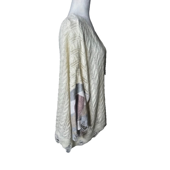 POL Oversized Dolman Sweater S Relaxed Lightweight Patchwork Camo Distressed - Picture 5 of 10